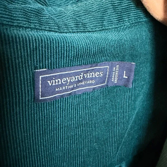 Vineyard Vines Green Corduroy Long Sleeve Shirt Dress Womens Large - Picture 3 of 12